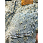 Destroyed Light Denim Shorts