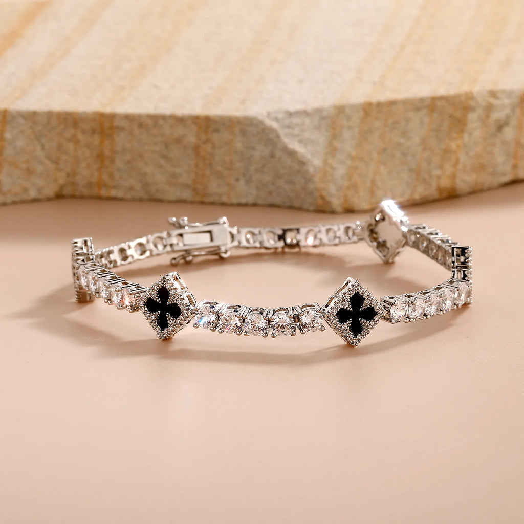 Iced Clover Tennis Bracelet