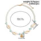 שרשרת פנינים בשילוב צדפים