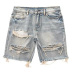 Destroyed Light Denim Shorts