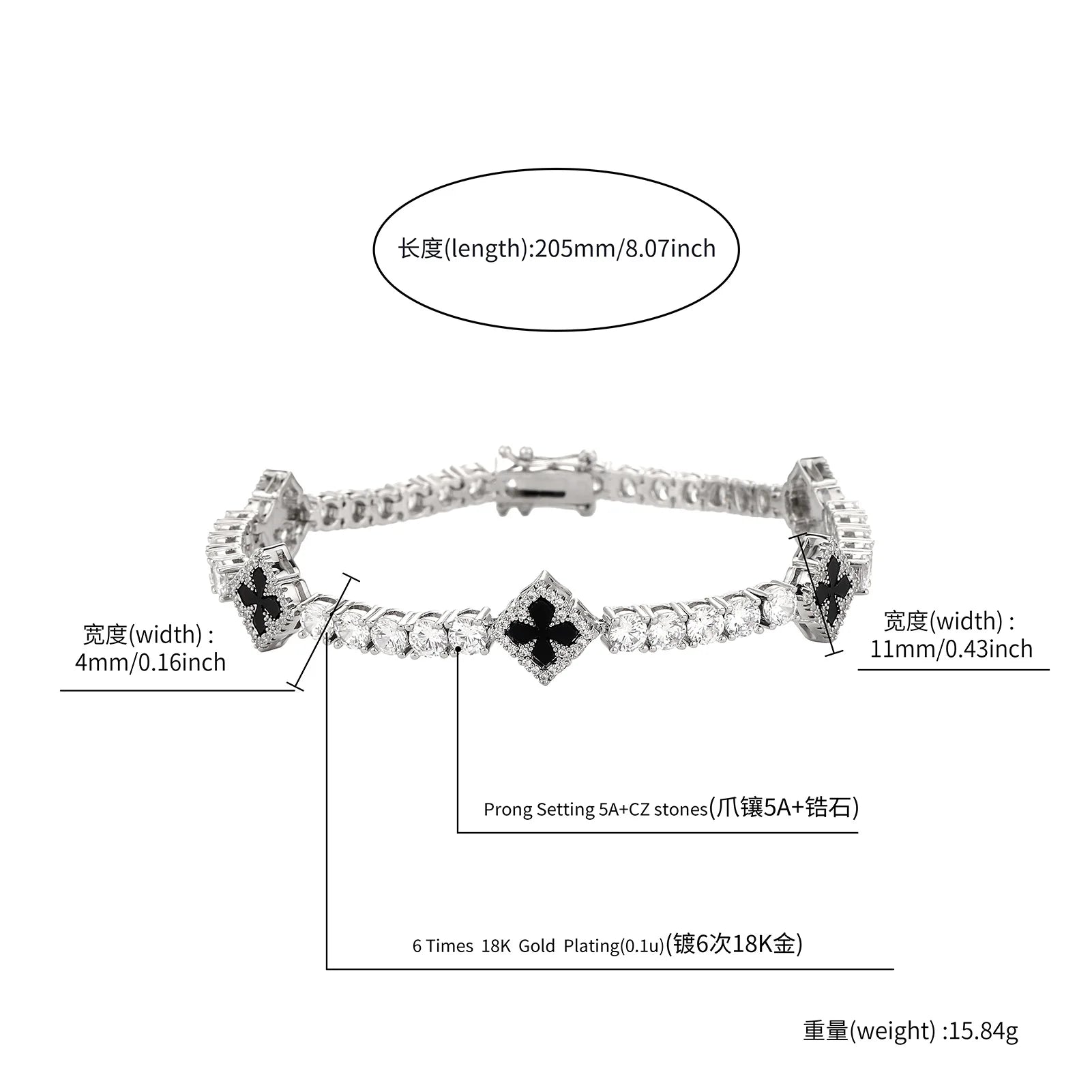 Iced Clover Tennis Bracelet