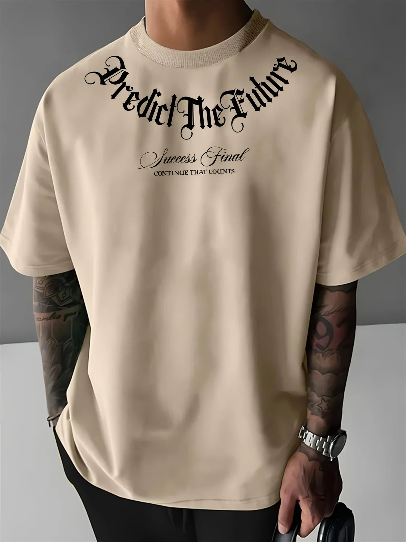Premium Embroidered Beige Tee